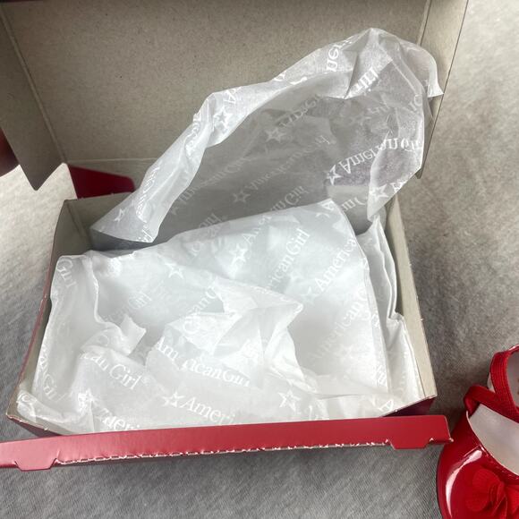 American Girl Doll Janie and Jack Red Rose Bow Flats New in Box Shoes Sandals - Picture 5 of 5